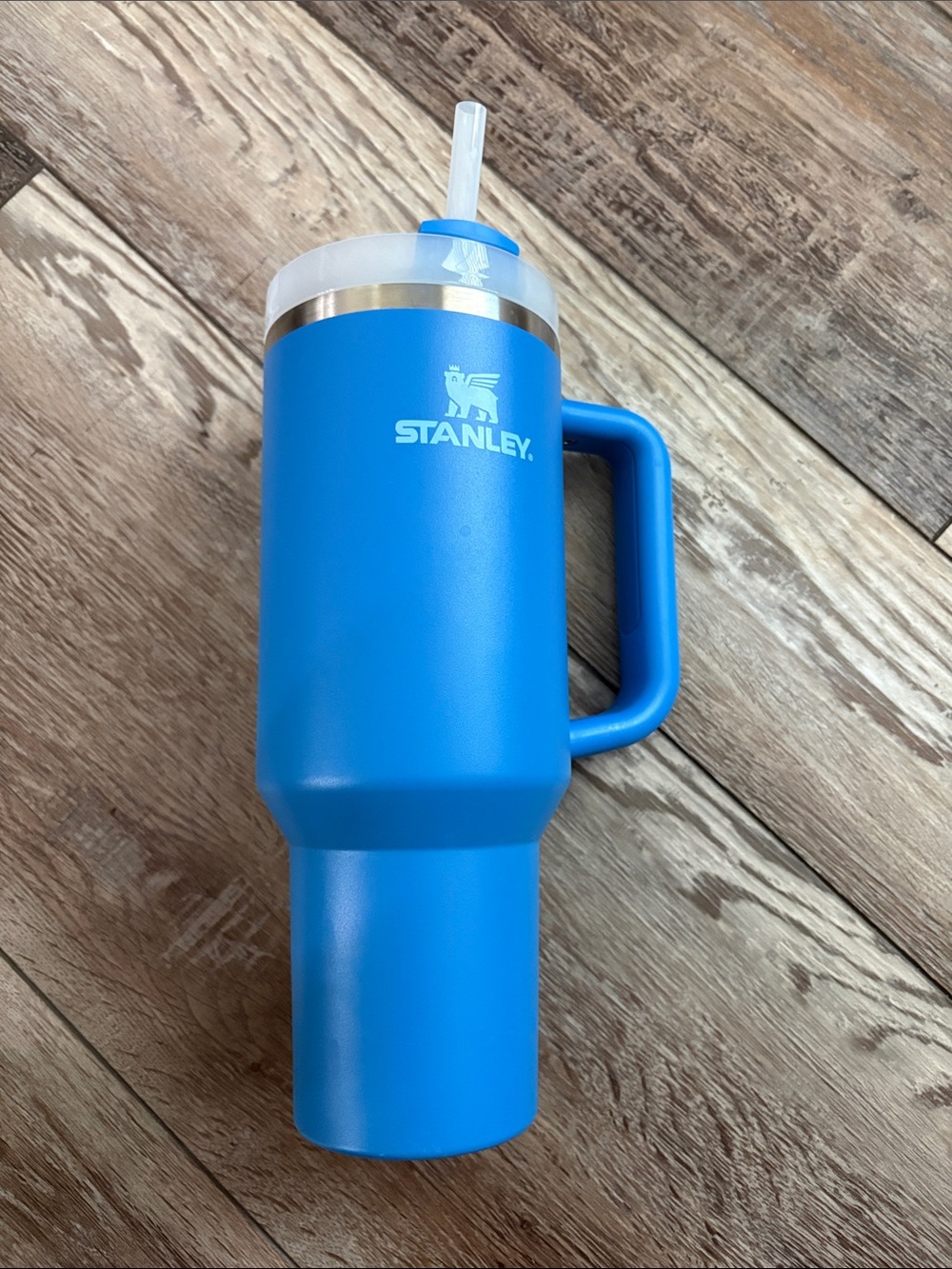 Stanley Blue Travel Tumbler with Handle and Straw